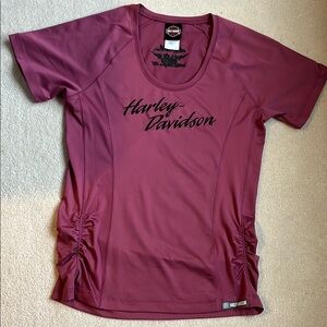 Harley-Davidson Pink Ruched Short Sleeve Tee